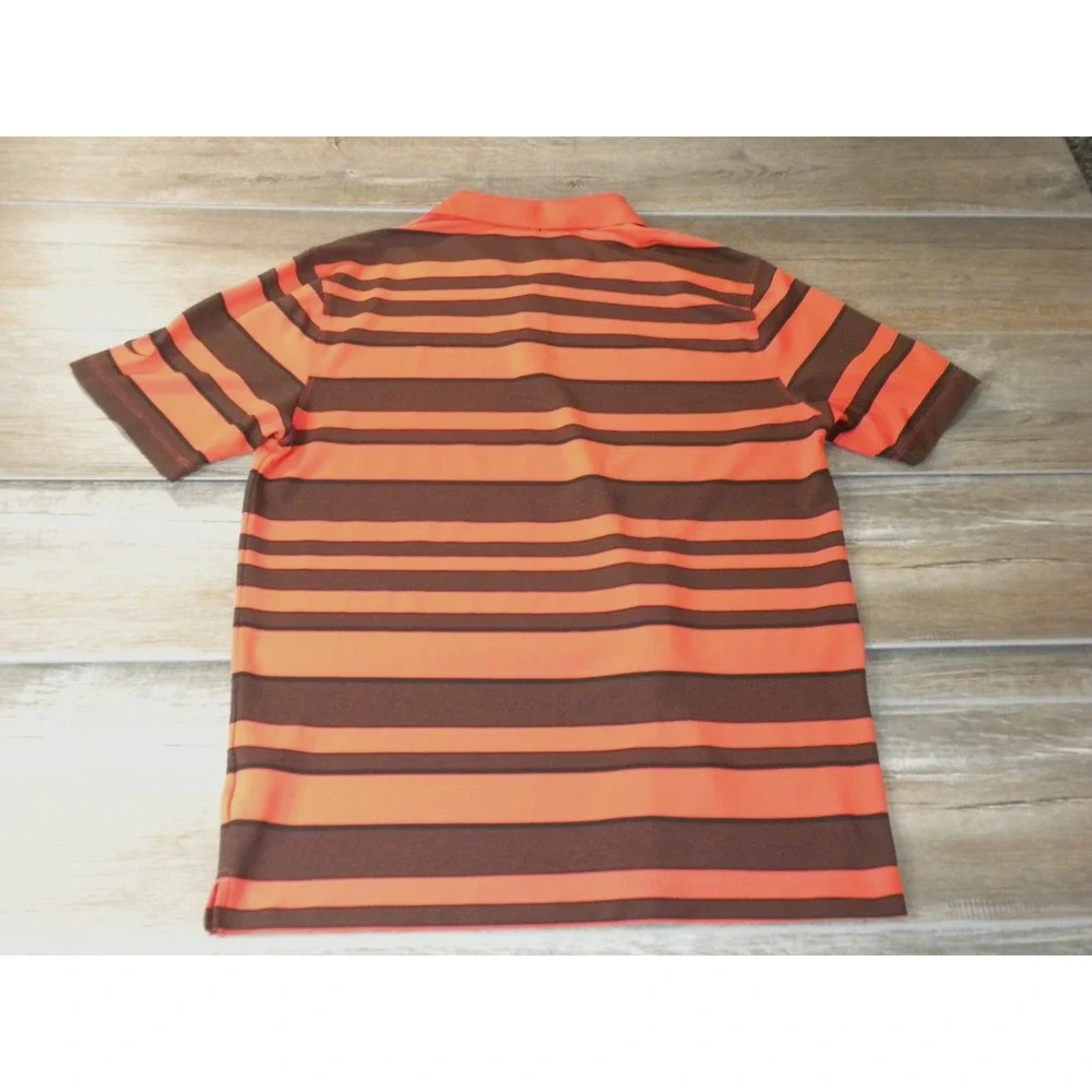 Nike Golf Polo Shirt Mens L Orange Black Tour Performance Dri-Fit Striped VTG